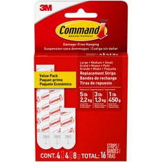 Command Assorted Replacement Strips 17200-16ESF, 16 Strips