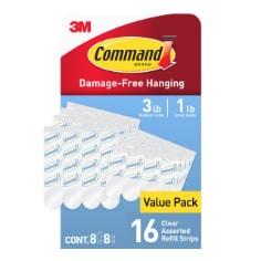 Command Mixed Clear Replacement Strips 17200CLR-16ESF, 16 Strips