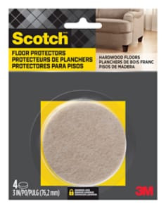 Scotch Round Felt Pads SP808-NA, Beige, 3", 4 per pack