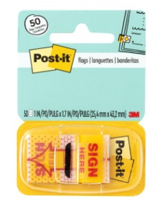 Post-it Sign Here Flags 680-9 (36) 1" x 1.7" (25,4 mm x 43,2 mm) 50 flags/pd, 36pd per case