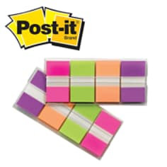 Post-it Flags 680-PGOP2, .94". x 1.7". (23.8 mm x 43.2 mm) Blue, Purple, Green, Orange 24 pk per case