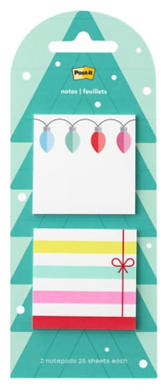 Post-it Jingle Notes Tree HOL25-JN2-TR, 1.9x1.9in (48.2x48.2mm), Two pads, 50 Sheet