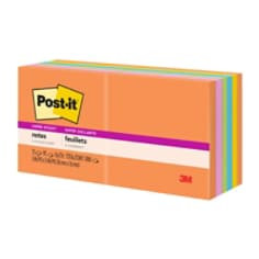 Post-it Super Sticky Notes 654-12SSUC, Energy Boost Collection, 3" x 3" (76 mm x 76 mm), 100% PEFC, SGSCH-PEFC-COC-110078
