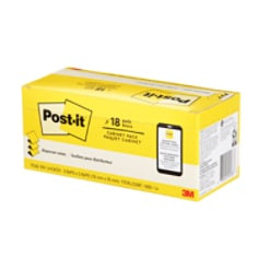 Post-it Pop-up Notes R330-18CP, Canary Yellow, 3" x 3", 100 sheets/pd, 18 Pad, Cabinet Pack, 100% PEFC, SGSCH-PEFC-COC-110078