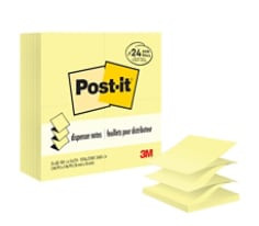 Post-it Dispenser Pop-up Notes R330-24VAD, Canary Yellow, 3" x 3", 100% PEFC, SGSCH-PEFC-COC-110078