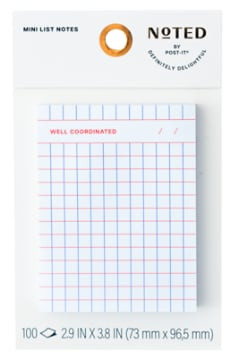 Post-it Noted Mini List Notes Grid NTD11-34-2 2.9in x 3.8in (73.6mm x 96mm)