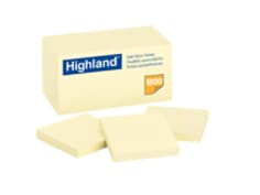 Highland Notes 6549-18, Yellow, 3" x 3" (7.62 cm x 7.62 cm), 100% PEFC, SGSCH-PEFC-COC-110078