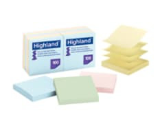 Highland Pop-up Self Stick Notes 6549-PuA, 3" x 3", 100% PEFC, SGSCH-PEFC-COC-110078
