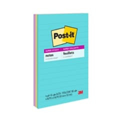 Post-it Super Sticky Notes 4621-4SSMIA, 4" x 6", Supernova Neons, 4 pd per pack, 45 sht/pd,Lined, 100% PEFC, SGSCH-PEFC-COC-110078