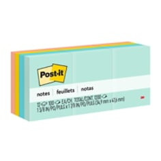 Post-it Notes 653-AST, Marseille Colors, 1-3/8" x 1 7/8" (34.9 mm x 47.6 mm), 100% PEFC, SGSCH-PEFC-COC-110078