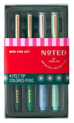 Post-it Noted HHW25-MPEN-2, Mini Pen Set, Cool, 4 Pens