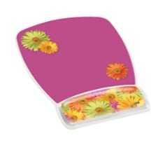 3M Gel Mousepad Wristrest MW308DS, Compact Size, Clear Gel Daisy Design, 6.8" x 8.6" x 0.75"