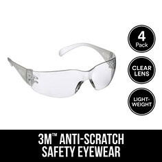 3M Safety Eyewear 90953H4-DC, Clear, Clear Lens, Anti-Scratch, 10 per case