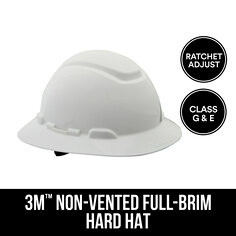 3M Full-Brim Non-Vented Hard Hat with Ratchet Adjustment, CHH-FB-R-W6-PS, 6 per case