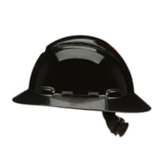 3M SecureFit Full Brim Hard Hat H-812SFV-UV, Black, Vented, 4-Point Pressure Diffusion Ratchet Suspension with UVicator, 20ea per case