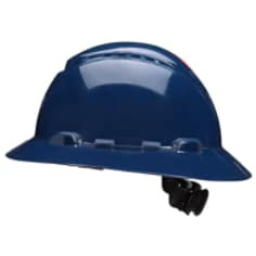 3M SecureFit Full Brim Hard Hat H-810SFV-UV, Navy Blue, 4-Pt Pressure Diffusion Ratchet Suspension, Vented w/UVicator, 20per case