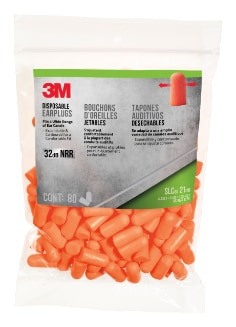 3M Disposable Earplugs 92800G80-DC, Orange, 80 pair per packk, 6 packs per case
