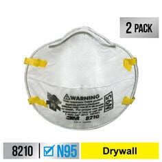 3M Performance Drywall Sanding Respirator N95 Particulate, 8210D2-DC, 2 eaches per packk, 12 packs per case