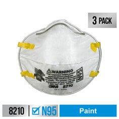 3M Performance Paint Prep Respirator N95 Particulate, 8210P3-DC, 3 eaches per packk, 12 packs per case