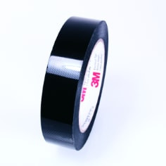 3M Polyester Film Electrical Tape 1350F-1, Black, 2" x 72 yd, RAZOR SLIT ONLY, 3-in plastic, 24 rolls per case