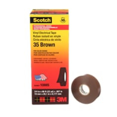 Scotch Vinyl Color Coding Electrical Tape 35, 3/4" x 66 ft, Brown, 10 rolls per carton, 100 rolls per case