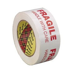 Scotch Printed Message Box Sealing Tape 3772, White, 48 mm x 100 m, 36 per case