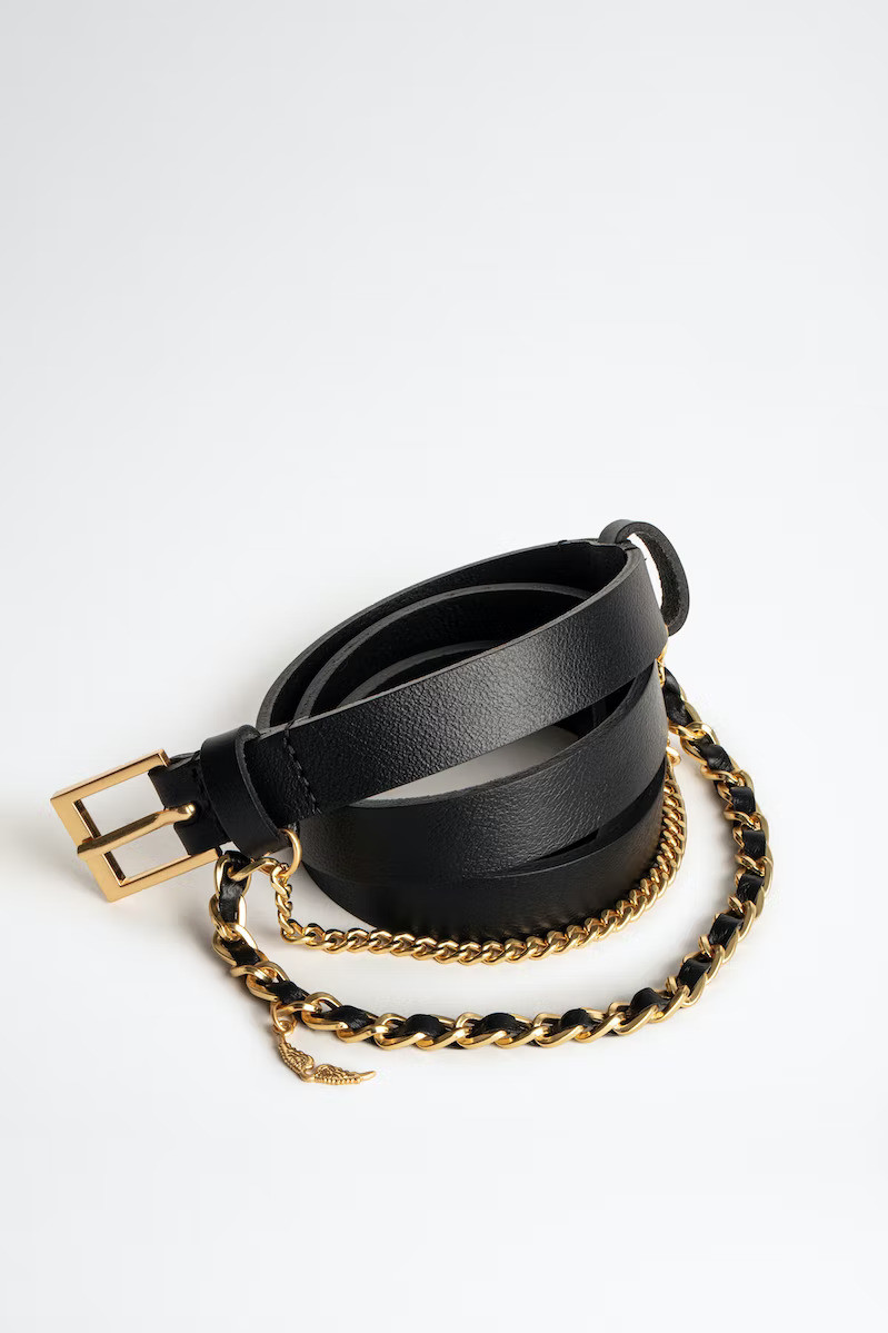 black belt with gold chain