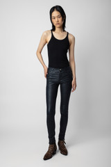 Women's Designer Navy Leather Pants