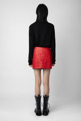 Women's Designer Red Leather Mini Skirt