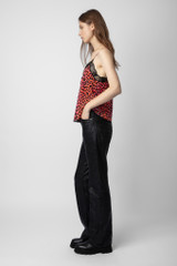 Women's Designer Leopard Print Silk Camisole with Lace