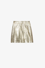 Women's Designer Gold Leather Mini Skirt