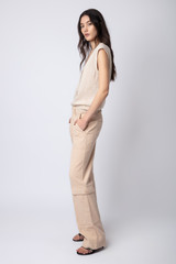 Women's Designer Beige Cotton Twill Pants