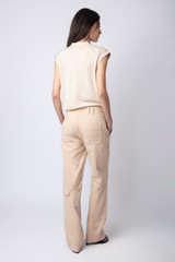 Women's Designer Beige Cotton Twill Pants