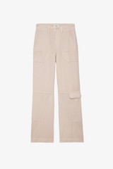 Women's Designer Beige Cotton Twill Pants