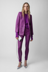 Women's Designer Purple Leather Pants
