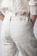 Women's Designer White Leather Pants