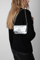 Women's Designer Silver Leather Nano Handbag