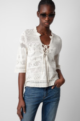 Women's Designer White Lace Shirt