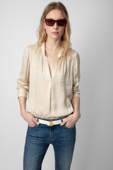 Women's Designer Champagne Satin Shirt