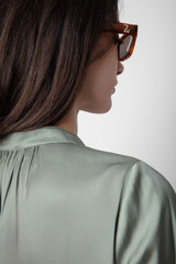Women's Designer Green Satin Shirt