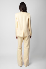 Women's Designer Yellow Linen Suit Jacket