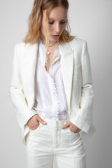 Women's Designer White Linen Suit Jacket