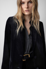Women's Designer Navy Velvet Suit Jacket