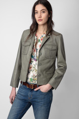 Women's Designer Khaki Leather Jacket