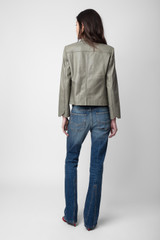 Women's Designer Khaki Leather Jacket