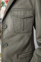 Women's Designer Khaki Leather Jacket