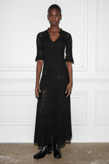 Women's Designer Black Crocheted Maxi Dress