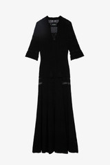 Women's Designer Black Crocheted Maxi Dress