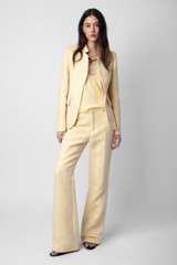 Women's Designer Yellow Linen Pants