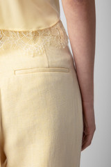 Women's Designer Yellow Linen Pants